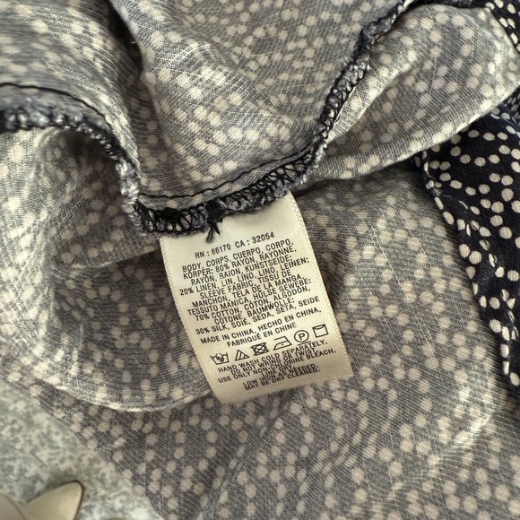 Anthropologie Maeve Polka Dot Linen/Cotton Blend Dress with Puff Sleeves, XS - Picture 7 of 8